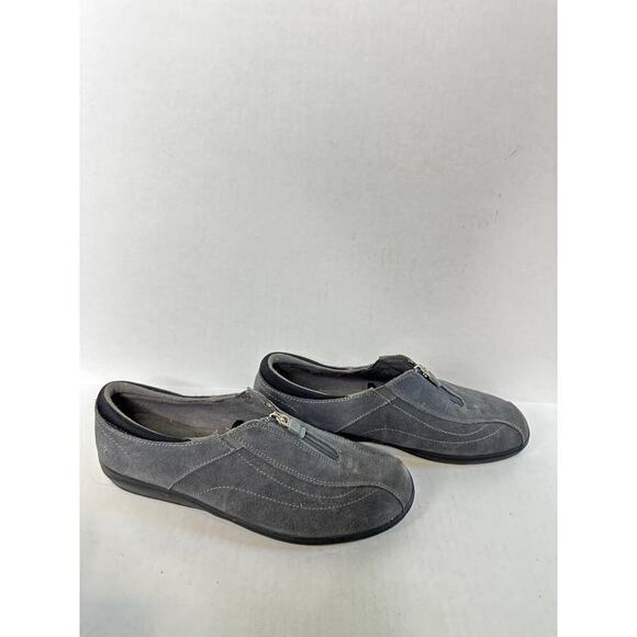 Grasshoppers Size 9.5 Gray Stretch Plus Zip Up Slipon Shoe Loafer Comfort Travel - Picture 6 of 10